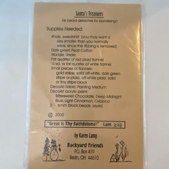 Backyard Friends 164 Santas Treasures 2000 Pattern Sewing Craft Patchwork Folk - Picture 4 of 5